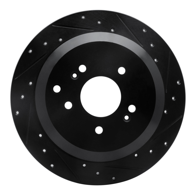 Hyundai Veracruz Brake Rotor (1) - Rear Right - R1 Concepts - Drilled & Slotted - Black - `07-`12